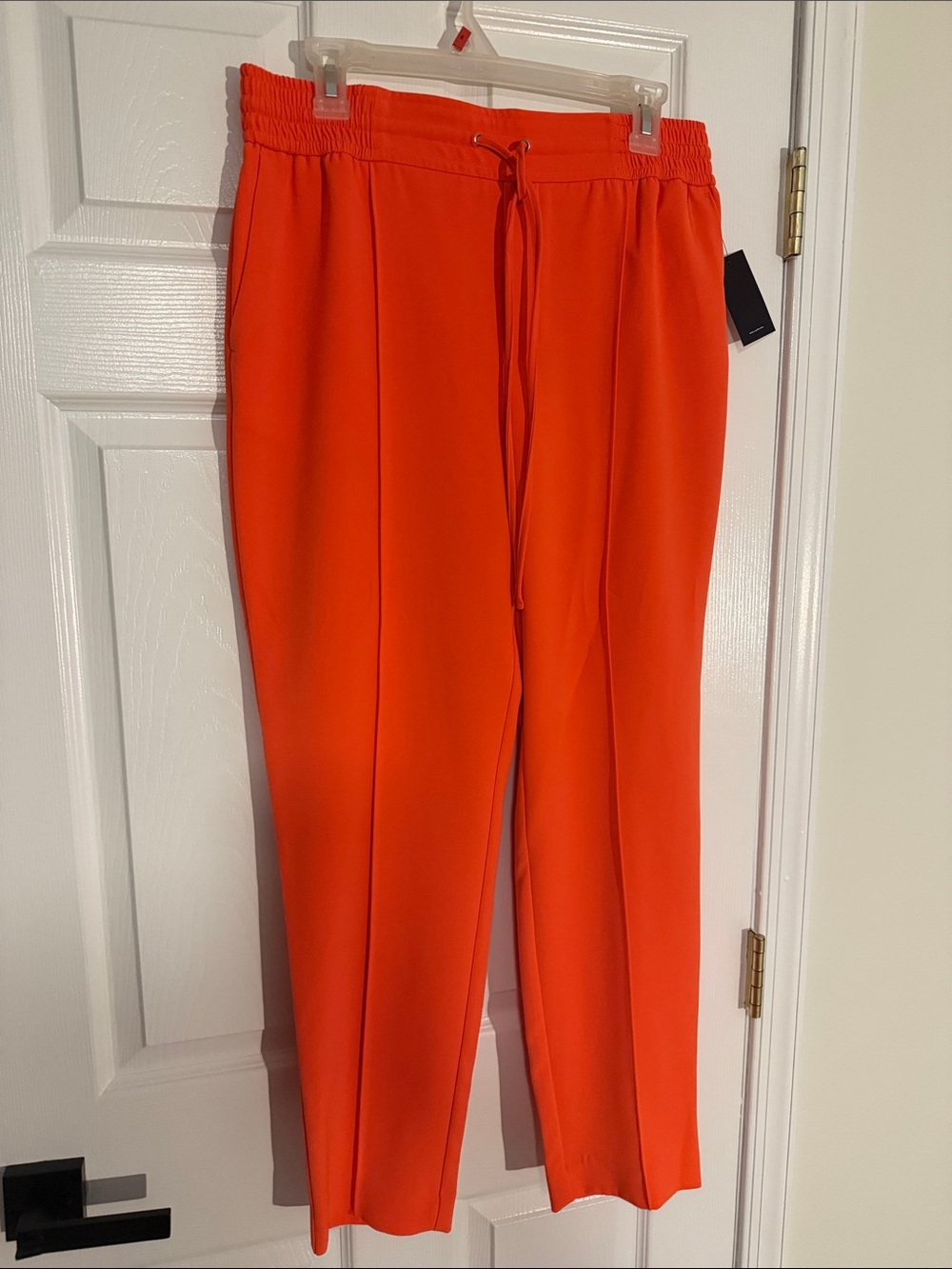 Nine West Vibrant Orange Straight-Leg Drawstring Pants